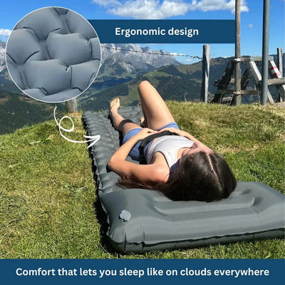 Ultralight Inflatable Camping Mattress with Built-In Pump & Pillow – Compact, Waterproof, Ergonomic Design